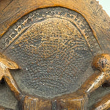 Antique Olive Wood Relief Carving with Bible, Arrow, Club, Tools