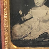 Early 9th Plate Daguerreotype of Folk Art Painting of Young Chlld with Hat and Mirror