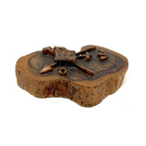 Antique Olive Wood Relief Carving with Bible, Arrow, Club, Tools