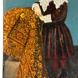 Child in Crimson with Fancy Lace, Draped Textile, and Craquelure, Antique Folk Art Tintype