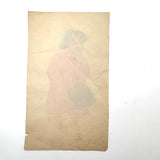 Samuel Wood Gaylor c. 1920 Small Watercolor, Woman in Pink Coat with Muff