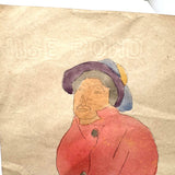 Samuel Wood Gaylor c. 1920 Small Watercolor, Woman in Pink Coat with Muff