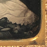 Early 9th Plate Daguerreotype of Folk Art Painting of Young Chlld with Hat and Mirror