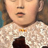 Child in Crimson with Fancy Lace, Draped Textile, and Craquelure, Antique Folk Art Tintype