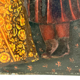 Child in Crimson with Fancy Lace, Draped Textile, and Craquelure, Antique Folk Art Tintype