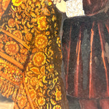 Child in Crimson with Fancy Lace, Draped Textile, and Craquelure, Antique Folk Art Tintype