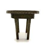 Sweet Old Hand-carved Miniature Table with One Chip Carved Edge in Original Gray Paint
