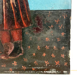 Child in Crimson with Fancy Lace, Draped Textile, and Craquelure, Antique Folk Art Tintype