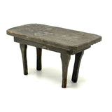 Sweet Old Hand-carved Miniature Table with One Chip Carved Edge in Original Gray Paint