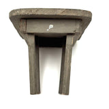 Sweet Old Hand-carved Miniature Table with One Chip Carved Edge in Original Gray Paint