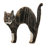 c. 1940s-50s Nicely Faded Black and White Scare Cat with Great Hand-painted Face