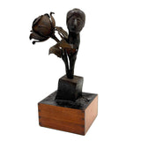 Two Roses, Ultra Soulful Old Folk Art Hand-forged Iron Sculpture