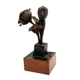 Two Roses, Ultra Soulful Old Folk Art Hand-forged Iron Sculpture