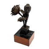 Two Roses, Ultra Soulful Old Folk Art Hand-forged Iron Sculpture