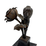 Two Roses, Ultra Soulful Old Folk Art Hand-forged Iron Sculpture