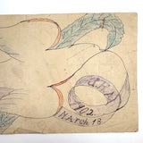 Dove with Banner and Many Birds on Reverse, 1902 James Adaire, Spring Grove PA Ink and Crayon Drawing