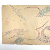 Dove with Banner and Many Birds on Reverse, 1902 James Adaire, Spring Grove PA Ink and Crayon Drawing