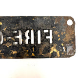 FIRE CHIEF, Unusual and Excellent Old Brass Stencil with Aptly Black Patina