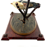 Cerulean Warbler by F.F. Gesner, Unusual 1930 Carved Bird on Branch Mounted to Painted Wall Plaque