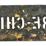FIRE CHIEF, Unusual and Excellent Old Brass Stencil with Aptly Black Patina