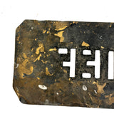 FIRE CHIEF, Unusual and Excellent Old Brass Stencil with Aptly Black Patina
