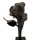 Two Roses, Ultra Soulful Old Folk Art Hand-forged Iron Sculpture