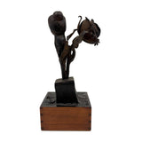 Two Roses, Ultra Soulful Old Folk Art Hand-forged Iron Sculpture