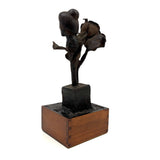 Two Roses, Ultra Soulful Old Folk Art Hand-forged Iron Sculpture