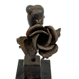 Two Roses, Ultra Soulful Old Folk Art Hand-forged Iron Sculpture