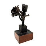Two Roses, Ultra Soulful Old Folk Art Hand-forged Iron Sculpture