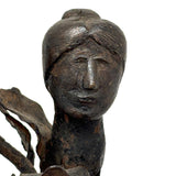 Two Roses, Ultra Soulful Old Folk Art Hand-forged Iron Sculpture