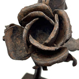 Two Roses, Ultra Soulful Old Folk Art Hand-forged Iron Sculpture