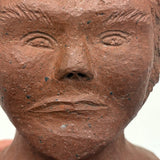Brick Woman, Holes in Head, Powerful and Unusual Brick Maker's Folk Art End of Day Bust