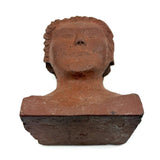 Brick Woman, Holes in Head, Powerful and Unusual Brick Maker's Folk Art End of Day Bust