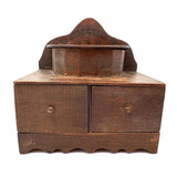 Shaker-esque 19th Century Folk Art Cigar Box Wood Spice or Sewing Box with Two Drawers
