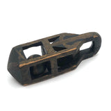 Antique Black and Gold Painted Lock Shaped Ball in Cage Carved Whimsy