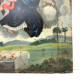 Assumption of the Virgin, Beautiful Antique Folk Art Retablo on Tin