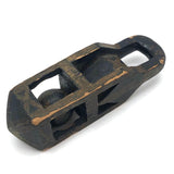 Antique Black and Gold Painted Lock Shaped Ball in Cage Carved Whimsy