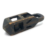 Antique Black and Gold Painted Lock Shaped Ball in Cage Carved Whimsy