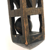 Antique Black and Gold Painted Lock Shaped Ball in Cage Carved Whimsy