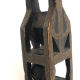 Antique Black and Gold Painted Lock Shaped Ball in Cage Carved Whimsy