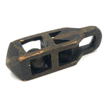 Antique Black and Gold Painted Lock Shaped Ball in Cage Carved Whimsy