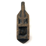 Antique Black and Gold Painted Lock Shaped Ball in Cage Carved Whimsy