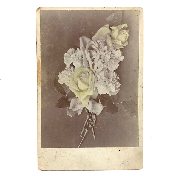 Winsome Antique Cabinet Card with Hand-tinted Flowers