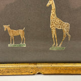 Menagerie of Tiny Animals! Very Charming Earlier 19th Century Mounted Watercolors in Period Gilded Frame