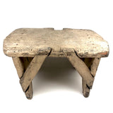 Crusty, Sculptural Old White Painted Cricket Stool