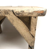 Crusty, Sculptural Old White Painted Cricket Stool