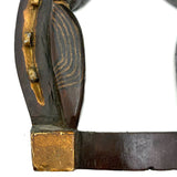 Golden Horseshoe with Draped American Flags, Wonderful Old Carved and Painted Standing Folk Art Frame