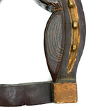 Golden Horseshoe with Draped American Flags, Wonderful Old Carved and Painted Standing Folk Art Frame