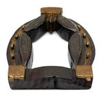 Golden Horseshoe with Draped American Flags, Wonderful Old Carved and Painted Standing Folk Art Frame